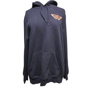 H&M Embroidered Butterfly Hoodie Women's Size L Black